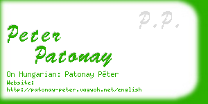 peter patonay business card